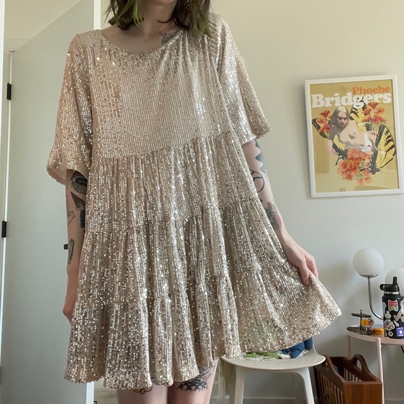 flowey mauve sequin dress - Picture 1 of 4